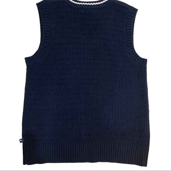 Kitestrings by Hartstrings Navy Blue Cotton Pullover V Neck Vest Sz 8/10 - Picture 2 of 6